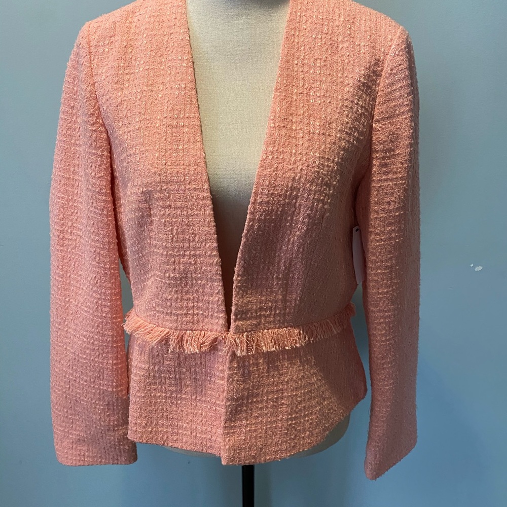 JACLYN SMITH NWT Blush Cropped Fringe Blazer - Picture 2 of 6